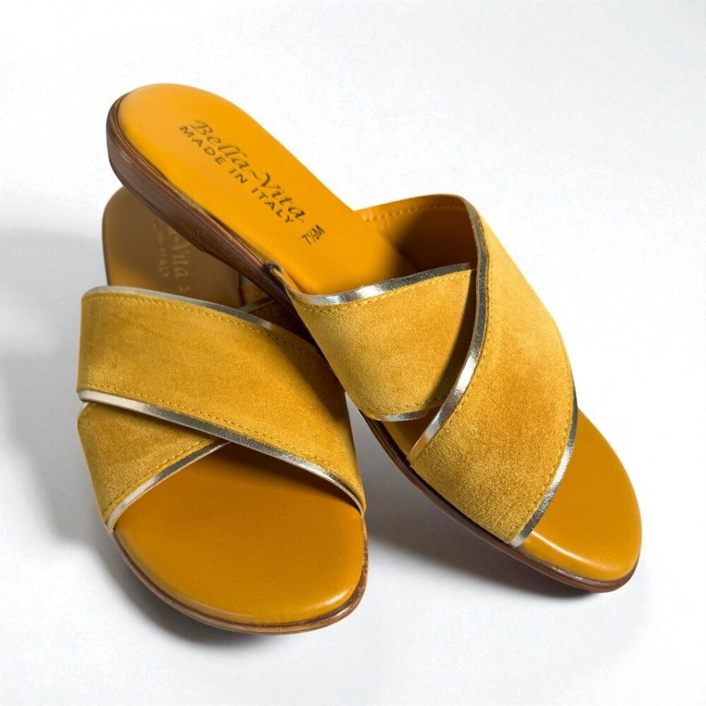 Bella Vita Tab-Italy Leather Flat Sandals | Size 7.5 | Made in Italy | NIB